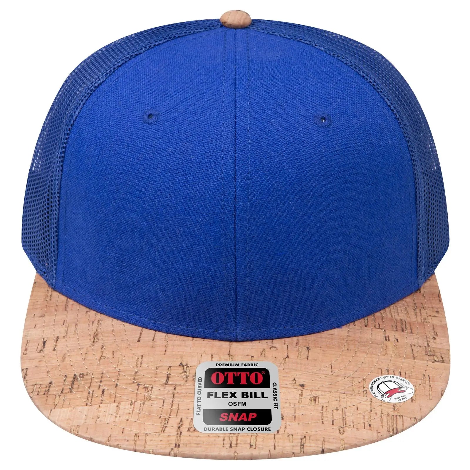 OTTO 141-1070 ’OTTO Snap’ 6 Panel Pro Style Mesh Back Trucker Snapback Cap - Cork/Ryl - Cork/Ryl / 6 1/2’’ - 7 5/8’’
