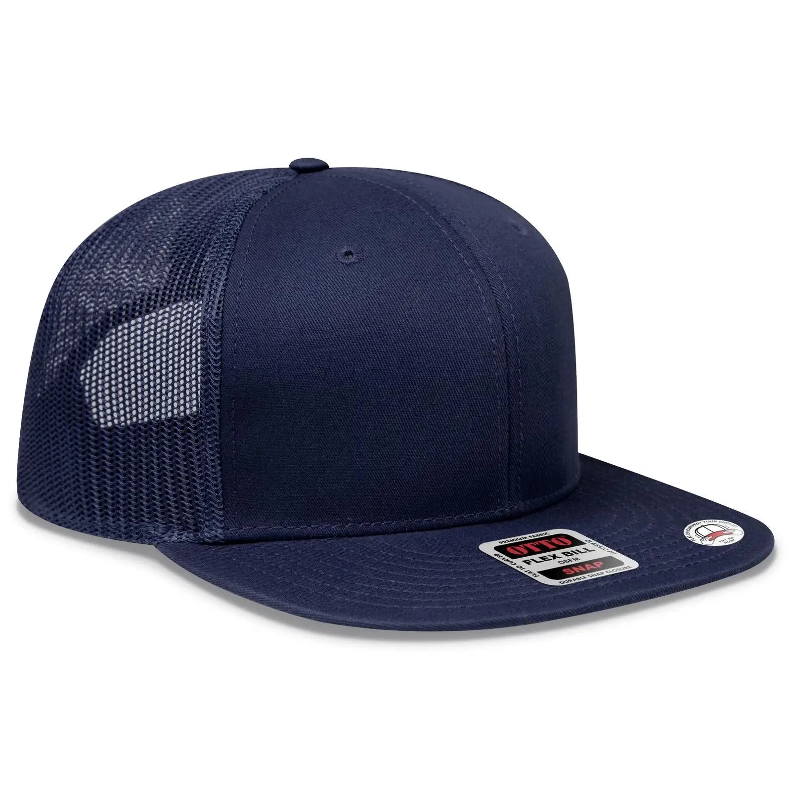 OTTO 141-1070 ’OTTO Snap’ 6 Panel Pro Style Mesh Back Trucker Snapback Cap - Navy - Navy / 6 1/2’’ - 7 5/8’’