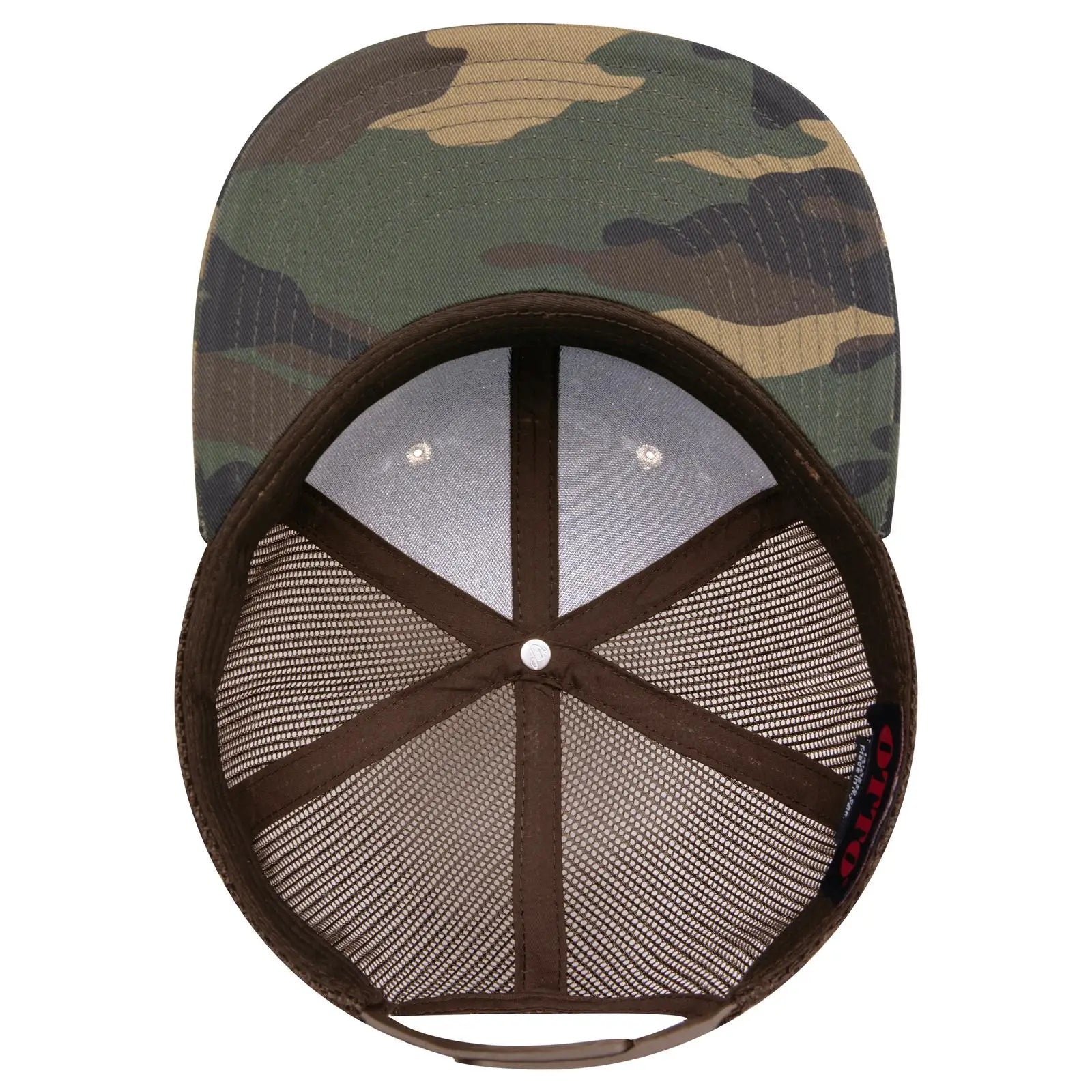 OTTO 141-1070 ’OTTO Snap’ 6 Panel Pro Style Mesh Back Trucker Snapback Cap - Dk.Grn/Brn/Dk.Brn - Dk.Grn/Brn/Dk.Brn / 6