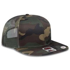 OTTO 141-1070 ’OTTO Snap’ 6 Panel Pro Style Mesh Back Trucker Snapback Cap - Dk.Grn/Brn - Dk.Grn/Brn / 6 1/2’’ - 7 5/8’’