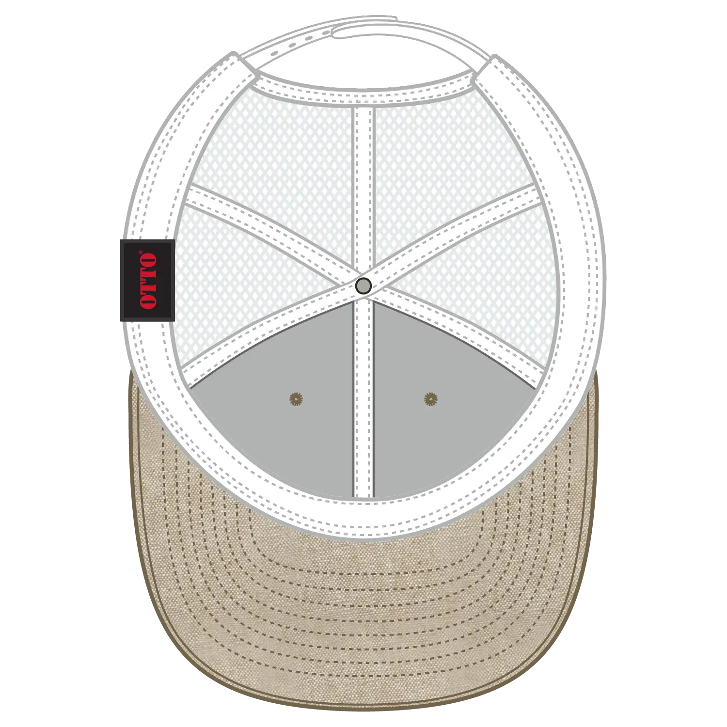 OTTO 141-1070 ’OTTO Snap’ 6 Panel Pro Style Mesh Back Trucker Snapback Cap - Khk/Wht - Khk/Wht / 6 1/2’’ - 7 5/8’’