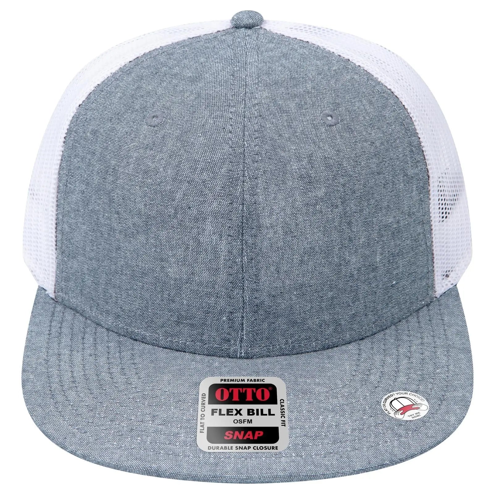 OTTO 141-1070 ’OTTO Snap’ 6 Panel Pro Style Mesh Back Trucker Snapback Cap - Nvy/Wht - Nvy/Wht / 6 1/2’’ - 7 5/8’’