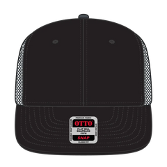 OTTO 141-1070 ’OTTO Snap’ 6 Panel Pro Style Mesh Back Trucker Snapback Cap - Blk/Blk/Ch.Gry - Blk/Blk/Ch.Gry / 6 1/2’’