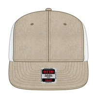 OTTO 141-1070 ’OTTO Snap’ 6 Panel Pro Style Mesh Back Trucker Snapback Cap - Khk/Wht - Khk/Wht / 6 1/2’’ - 7 5/8’’