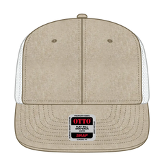 OTTO 141-1070 ’OTTO Snap’ 6 Panel Pro Style Mesh Back Trucker Snapback Cap - Khk/Wht - Khk/Wht / 6 1/2’’ - 7 5/8’’