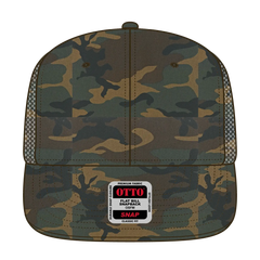 OTTO 141-1070 ’OTTO Snap’ 6 Panel Pro Style Mesh Back Trucker Snapback Cap - Dk.Grn/Brn - Dk.Grn/Brn / 6 1/2’’ - 7 5/8’’