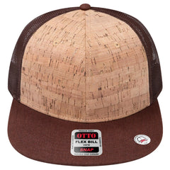 OTTO 141-1070 ’OTTO Snap’ 6 Panel Pro Style Mesh Back Trucker Snapback Cap - Brn/Crk/Brn - Brn/Crk/Brn / 6 1/2’’ - 7