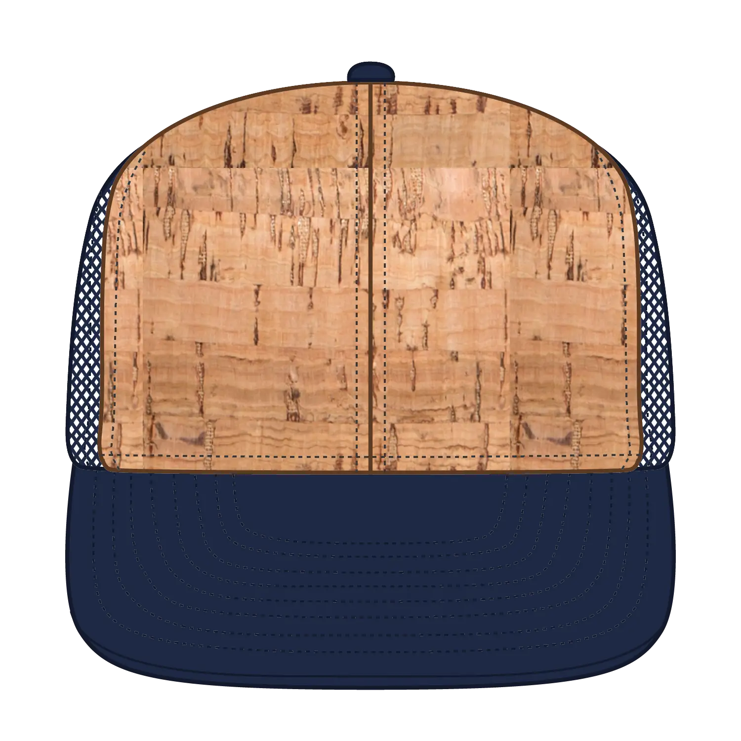 OTTO 141-1070 ’OTTO Snap’ 6 Panel Pro Style Mesh Back Trucker Snapback Cap - Nvy/Cork/Nvy - Nvy/Cork/Nvy / 6 1/2’’ - 7