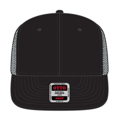 OTTO 141-1070 ’OTTO Snap’ 6 Panel Pro Style Mesh Back Trucker Snapback Cap - Blk/Blk/Ch.Gry - Blk/Blk/Ch.Gry / 6 1/2’’