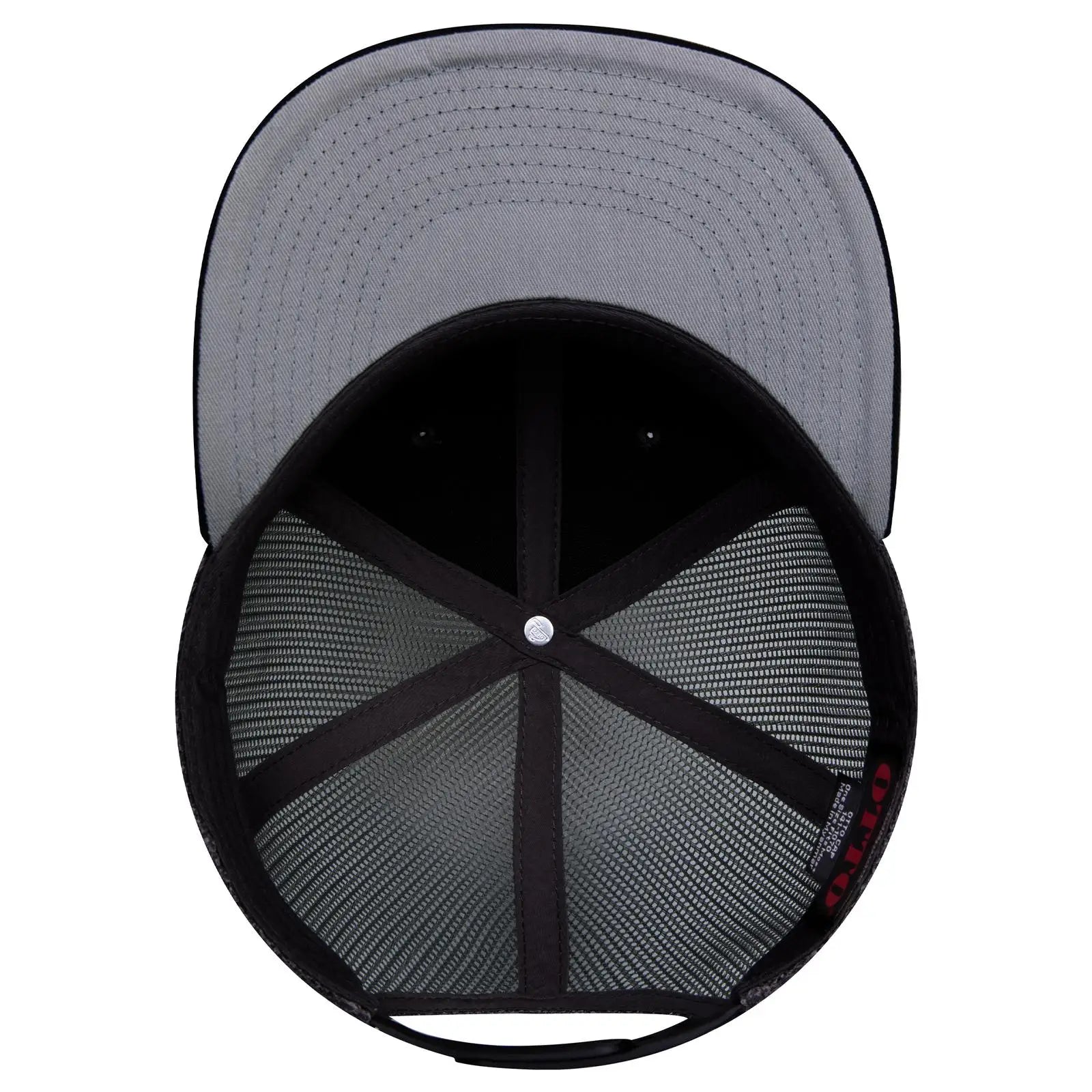 OTTO 141-1070 ’OTTO Snap’ 6 Panel Pro Style Mesh Back Trucker Snapback Cap - Gry/Blk/Blk - Gry/Blk/Blk / 6 1/2’’ - 7