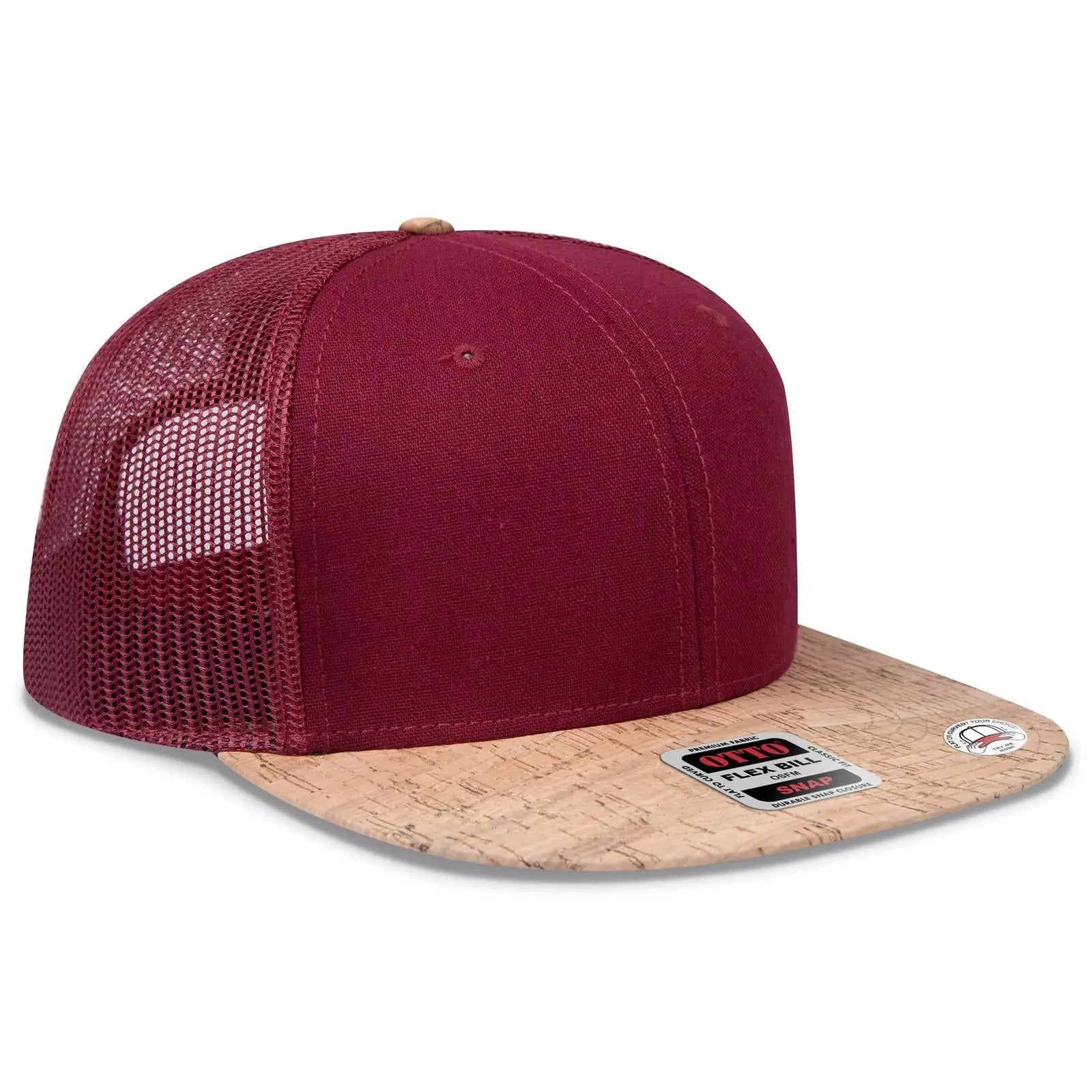 OTTO 141-1070 ’OTTO Snap’ 6 Panel Pro Style Mesh Back Trucker Snapback Cap - Cork/Bg Mrn - Cork/Bg Mrn / 6 1/2’’ - 7