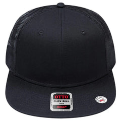 OTTO 141-1070 ’OTTO Snap’ 6 Panel Pro Style Mesh Back Trucker Snapback Cap - Black - Black / 6 1/2’’ - 7 5/8’’