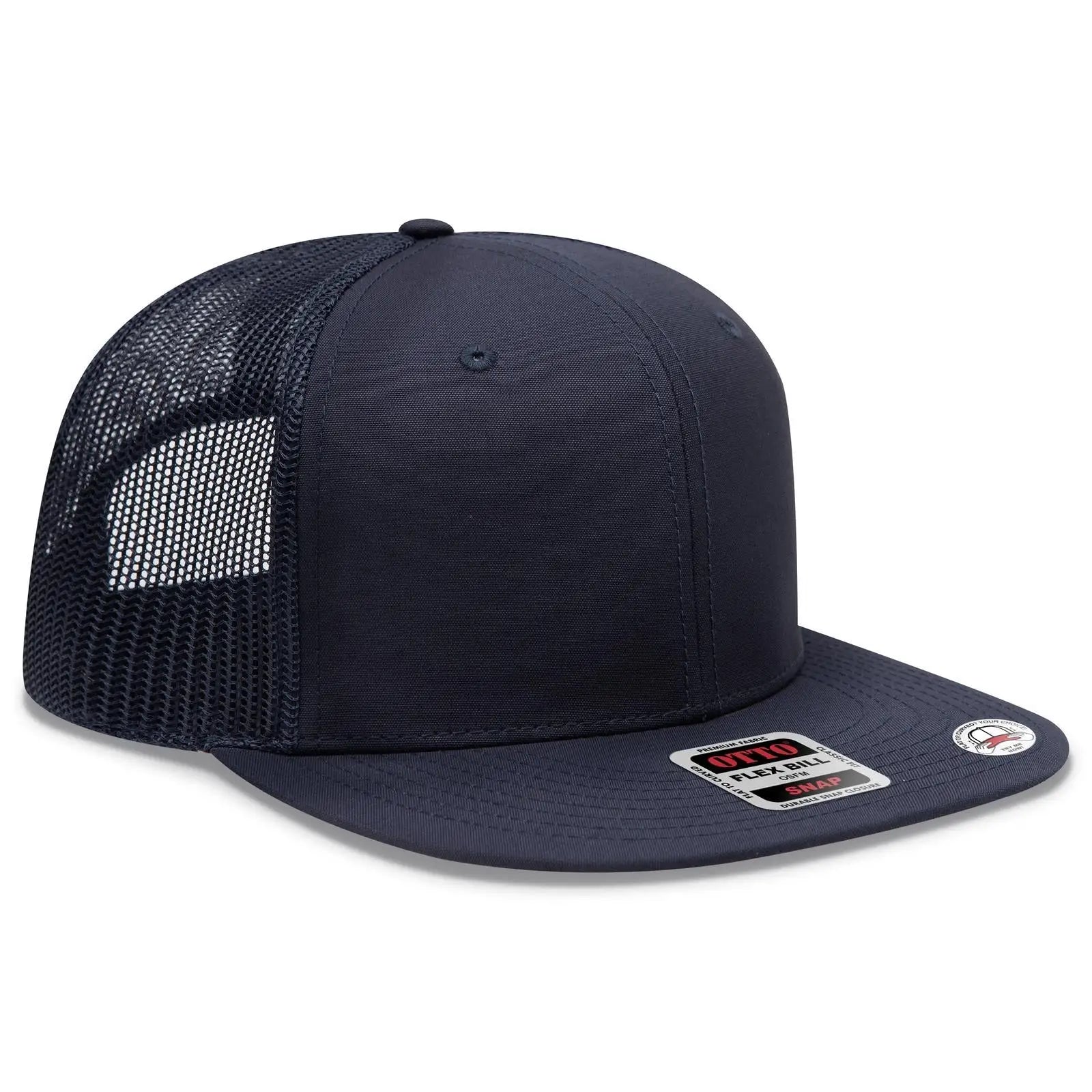 OTTO 141-1070 ’OTTO Snap’ 6 Panel Pro Style Mesh Back Trucker Snapback Cap - Navy - Navy / 6 1/2’’ - 7 5/8’’