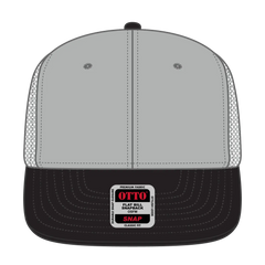 OTTO 141-1070 ’OTTO Snap’ 6 Panel Pro Style Mesh Back Trucker Snapback Cap - Blk/Gry/Gry - Blk/Gry/Gry / 6 1/2’’ - 7