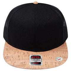 OTTO 141-1070 ’OTTO Snap’ 6 Panel Pro Style Mesh Back Trucker Snapback Cap - Cork/Blk - Cork/Blk / 6 1/2’’ - 7 5/8’’