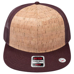 OTTO 141-1070 ’OTTO Snap’ 6 Panel Pro Style Mesh Back Trucker Snapback Cap - D.Brn/Cork/D.Brn - D.Brn/Cork/D.Brn / 6