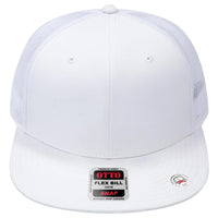 OTTO 141-1070 ’OTTO Snap’ 6 Panel Pro Style Mesh Back Trucker Snapback Cap - White - White / 6 1/2’’ - 7 5/8’’