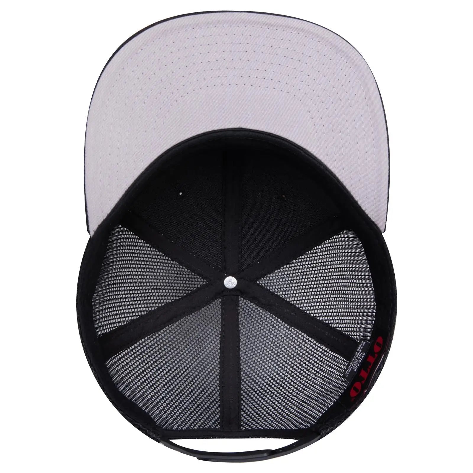 OTTO 141-1070 ’OTTO Snap’ 6 Panel Pro Style Mesh Back Trucker Snapback Cap - Black - Black / 6 1/2’’ - 7 5/8’’
