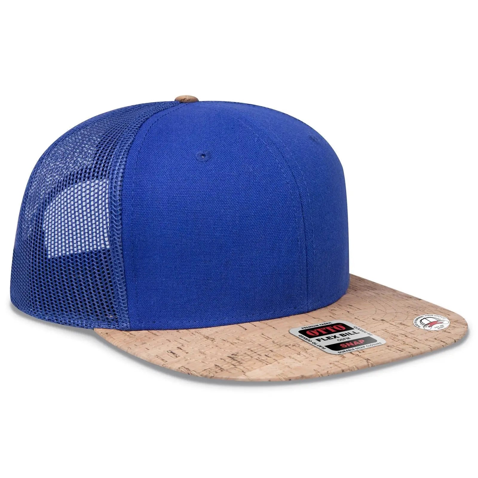 OTTO 141-1070 ’OTTO Snap’ 6 Panel Pro Style Mesh Back Trucker Snapback Cap - Cork/Ryl - Cork/Ryl / 6 1/2’’ - 7 5/8’’