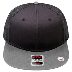 OTTO 141-1070 ’OTTO Snap’ 6 Panel Pro Style Mesh Back Trucker Snapback Cap - Gry/Blk/Blk - Gry/Blk/Blk / 6 1/2’’ - 7