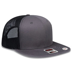 OTTO 141-1070 ’OTTO Snap’ 6 Panel Pro Style Mesh Back Trucker Snapback Cap - Ch.Gry/Ch.Gry/Blk - Ch.Gry/Ch.Gry/Blk / 6