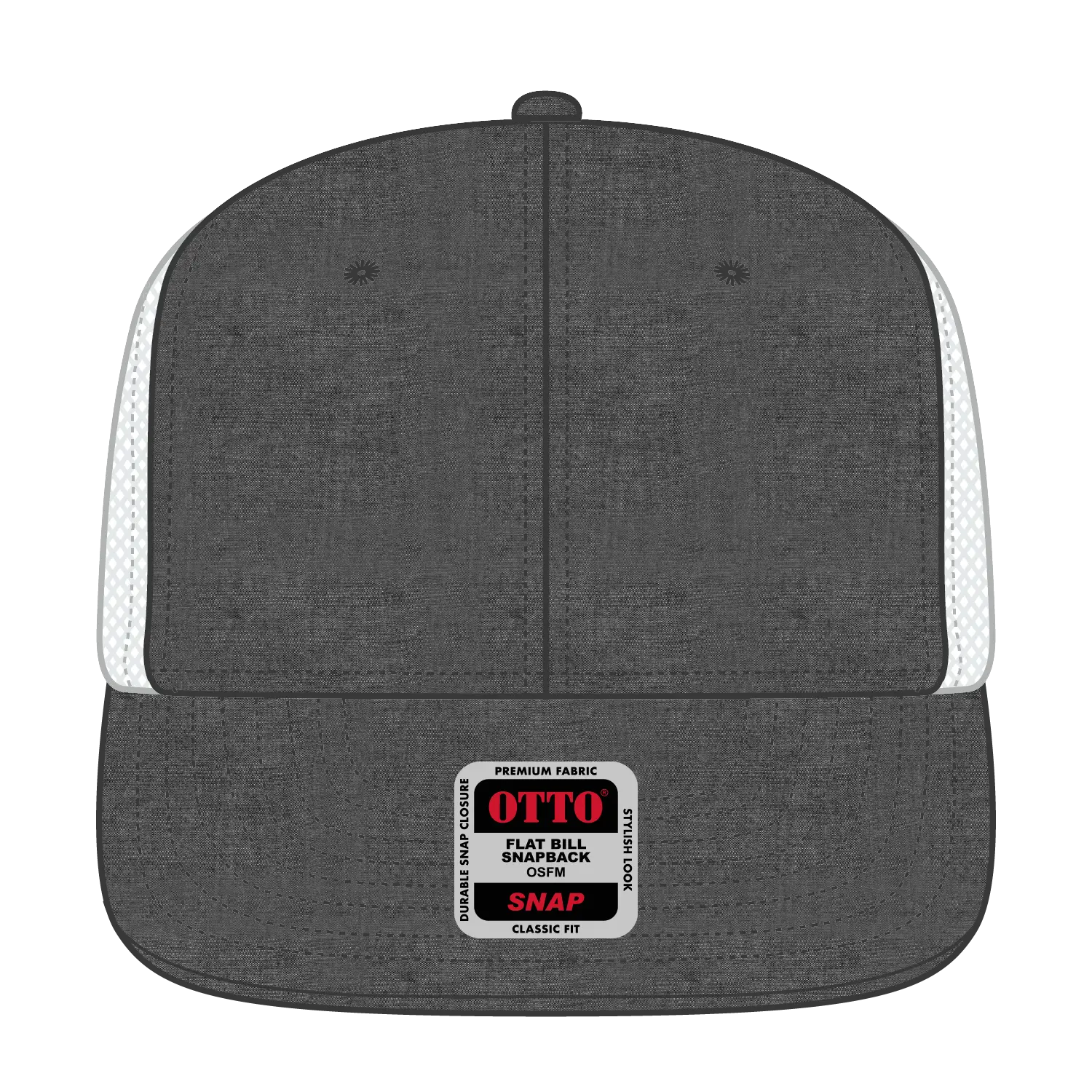 OTTO 141-1070 ’OTTO Snap’ 6 Panel Pro Style Mesh Back Trucker Snapback Cap - Blk/Wht - Blk/Wht / 6 1/2’’ - 7 5/8’’