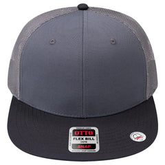 OTTO 141-1070 ’OTTO Snap’ 6 Panel Pro Style Mesh Back Trucker Snapback Cap - Blk/Ch Gry/Ch Gry - Blk/Ch Gry/Ch Gry / 6