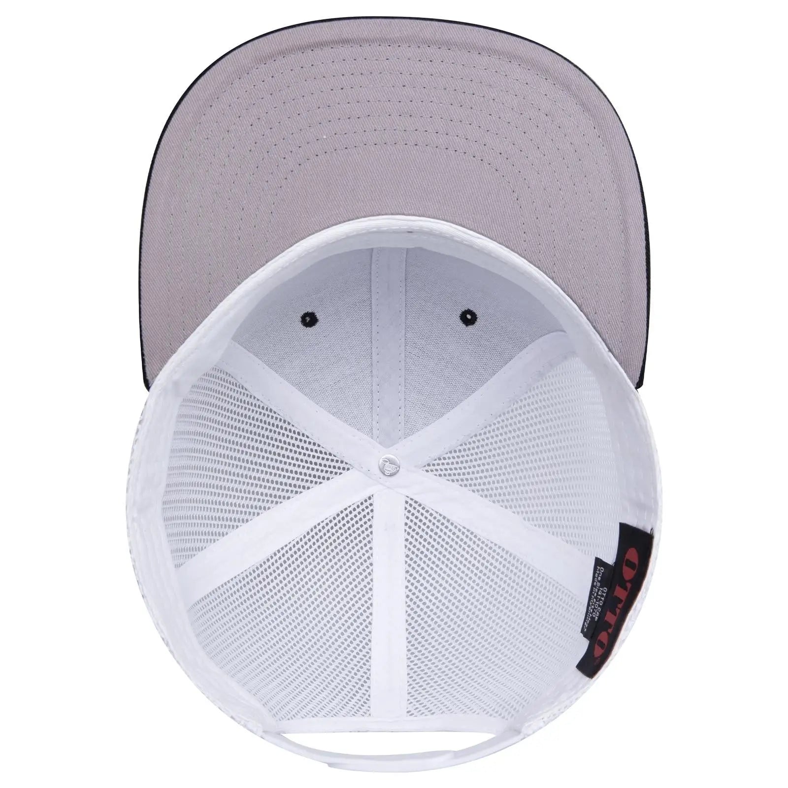 OTTO 141-1070 ’OTTO Snap’ 6 Panel Pro Style Mesh Back Trucker Snapback Cap - Blk/Blk/Wht - Blk/Blk/Wht / 6 1/2’’ - 7