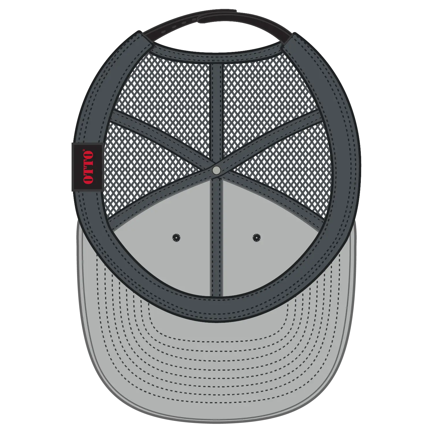 OTTO 141-1070 ’OTTO Snap’ 6 Panel Pro Style Mesh Back Trucker Snapback Cap - Blk/Ch.Gry/Ch.Gry - Blk/Ch.Gry/Ch.Gry / 6