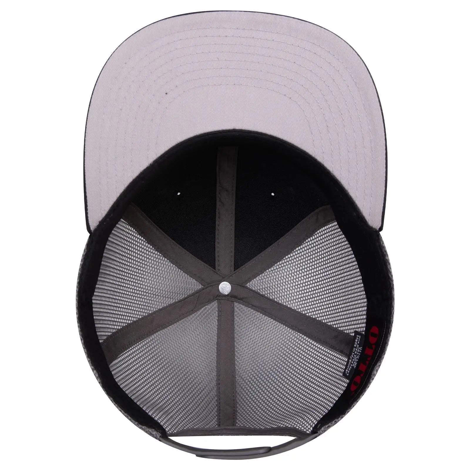 OTTO 141-1070 ’OTTO Snap’ 6 Panel Pro Style Mesh Back Trucker Snapback Cap - Blk/Blk/Ch Gry - Blk/Blk/Ch Gry / 6 1/2’’