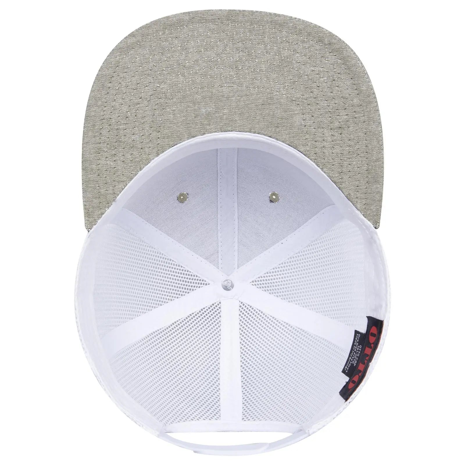OTTO 141-1070 ’OTTO Snap’ 6 Panel Pro Style Mesh Back Trucker Snapback Cap - ChGry/Wht - ChGry/Wht / 6 1/2’’ - 7 5/8’’