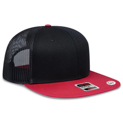 OTTO 141-1070 ’OTTO Snap’ 6 Panel Pro Style Mesh Back Trucker Snapback Cap - Red/Blk/Blk - Red/Blk/Blk / 6 1/2’’ - 7