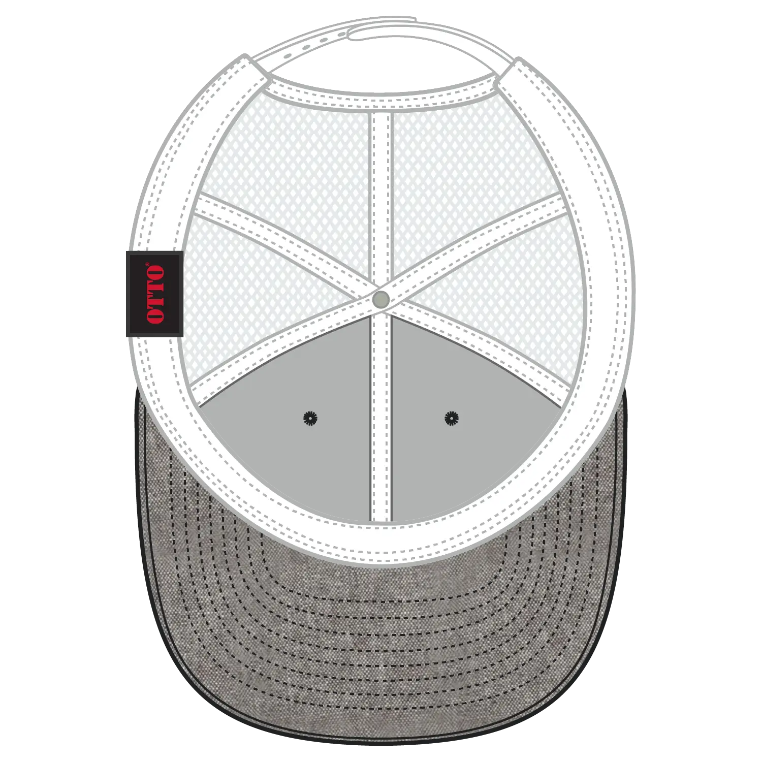 OTTO 141-1070 ’OTTO Snap’ 6 Panel Pro Style Mesh Back Trucker Snapback Cap - ChGry/Wht - ChGry/Wht / 6 1/2’’ - 7 5/8’’