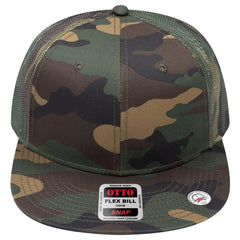 OTTO 141-1070 ’OTTO Snap’ 6 Panel Pro Style Mesh Back Trucker Snapback Cap - Dk.Grn/Brn - Dk.Grn/Brn / 6 1/2’’ - 7 5/8’’