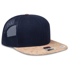 OTTO 141-1070 ’OTTO Snap’ 6 Panel Pro Style Mesh Back Trucker Snapback Cap - Cork/Nvy - Cork/Nvy / 6 1/2’’ - 7 5/8’’