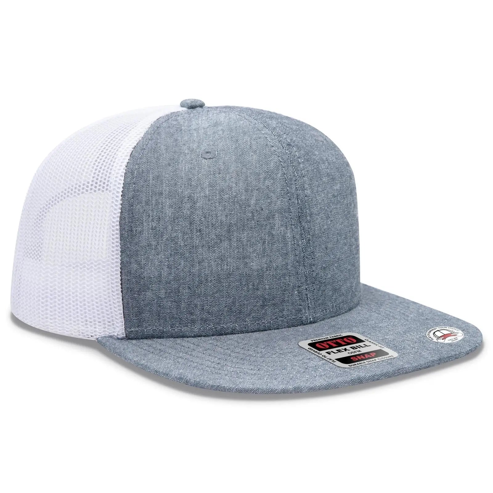 OTTO 141-1070 ’OTTO Snap’ 6 Panel Pro Style Mesh Back Trucker Snapback Cap - Nvy/Wht - Nvy/Wht / 6 1/2’’ - 7 5/8’’