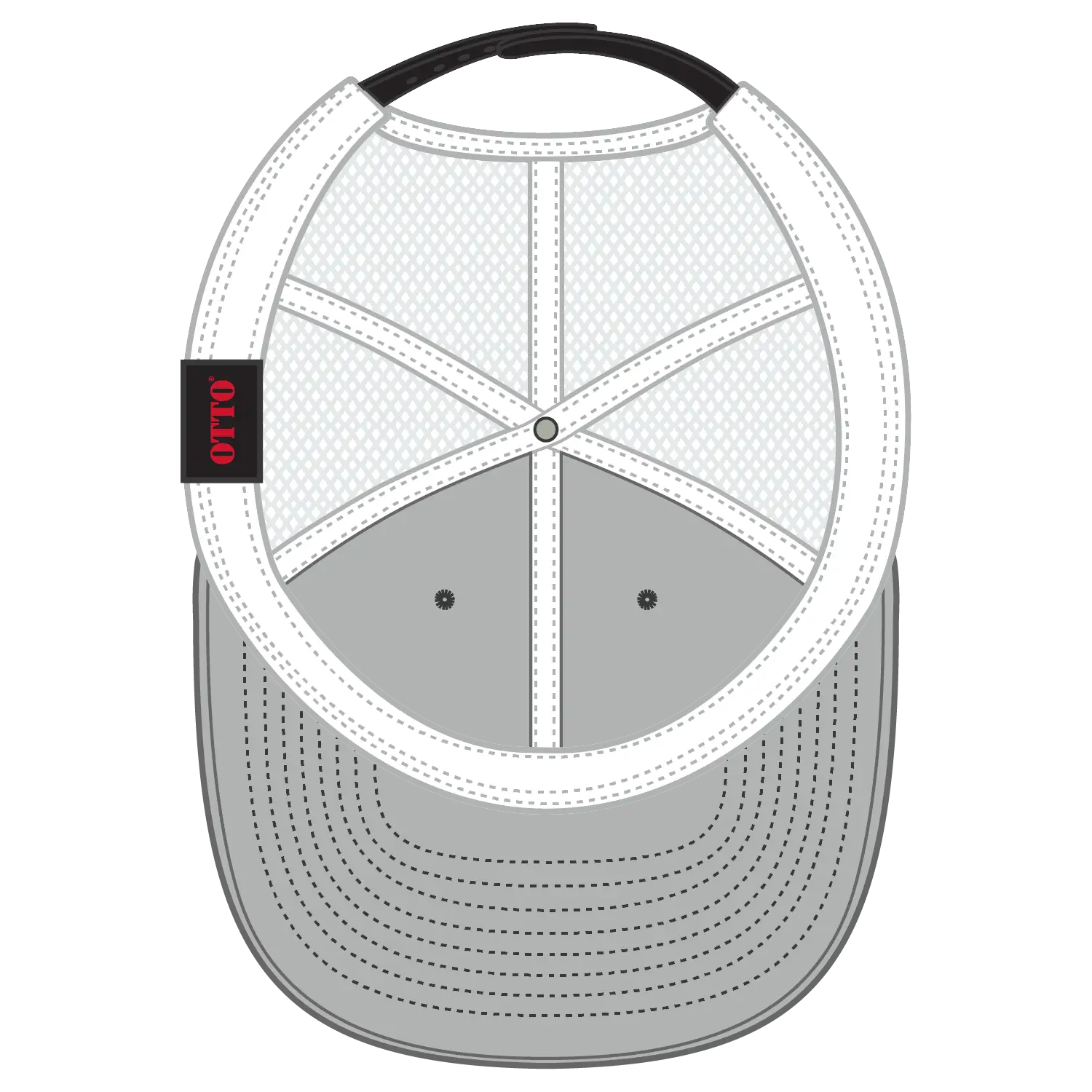 OTTO 141-1070 ’OTTO Snap’ 6 Panel Pro Style Mesh Back Trucker Snapback Cap - Blk/Blk/Wht - Blk/Blk/Wht / 6 1/2’’ - 7