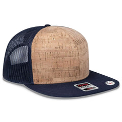 OTTO 141-1070 ’OTTO Snap’ 6 Panel Pro Style Mesh Back Trucker Snapback Cap - Nvy/Cork/Nvy - Nvy/Cork/Nvy / 6 1/2’’ - 7