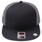 OTTO 141-1070 ’OTTO Snap’ 6 Panel Pro Style Mesh Back Trucker Snapback Cap - Blk/Blk/Ch Gry - Blk/Blk/Ch Gry / 6 1/2’’