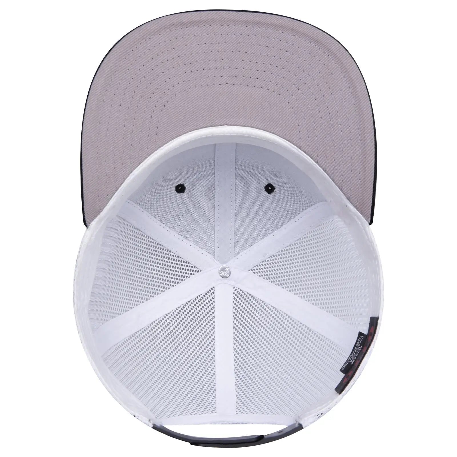 OTTO 141-1070 ’OTTO Snap’ 6 Panel Pro Style Mesh Back Trucker Snapback Cap - Blk/Blk/Wht - Blk/Blk/Wht / 6 1/2’’ - 7