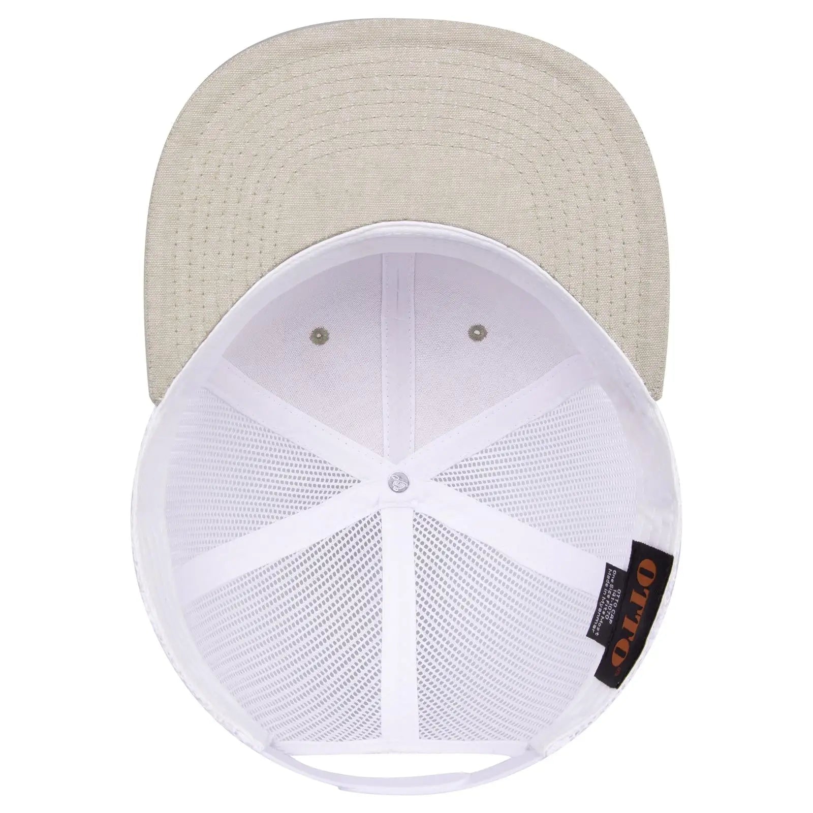 OTTO 141-1070 ’OTTO Snap’ 6 Panel Pro Style Mesh Back Trucker Snapback Cap - Khk/Wht - Khk/Wht / 6 1/2’’ - 7 5/8’’