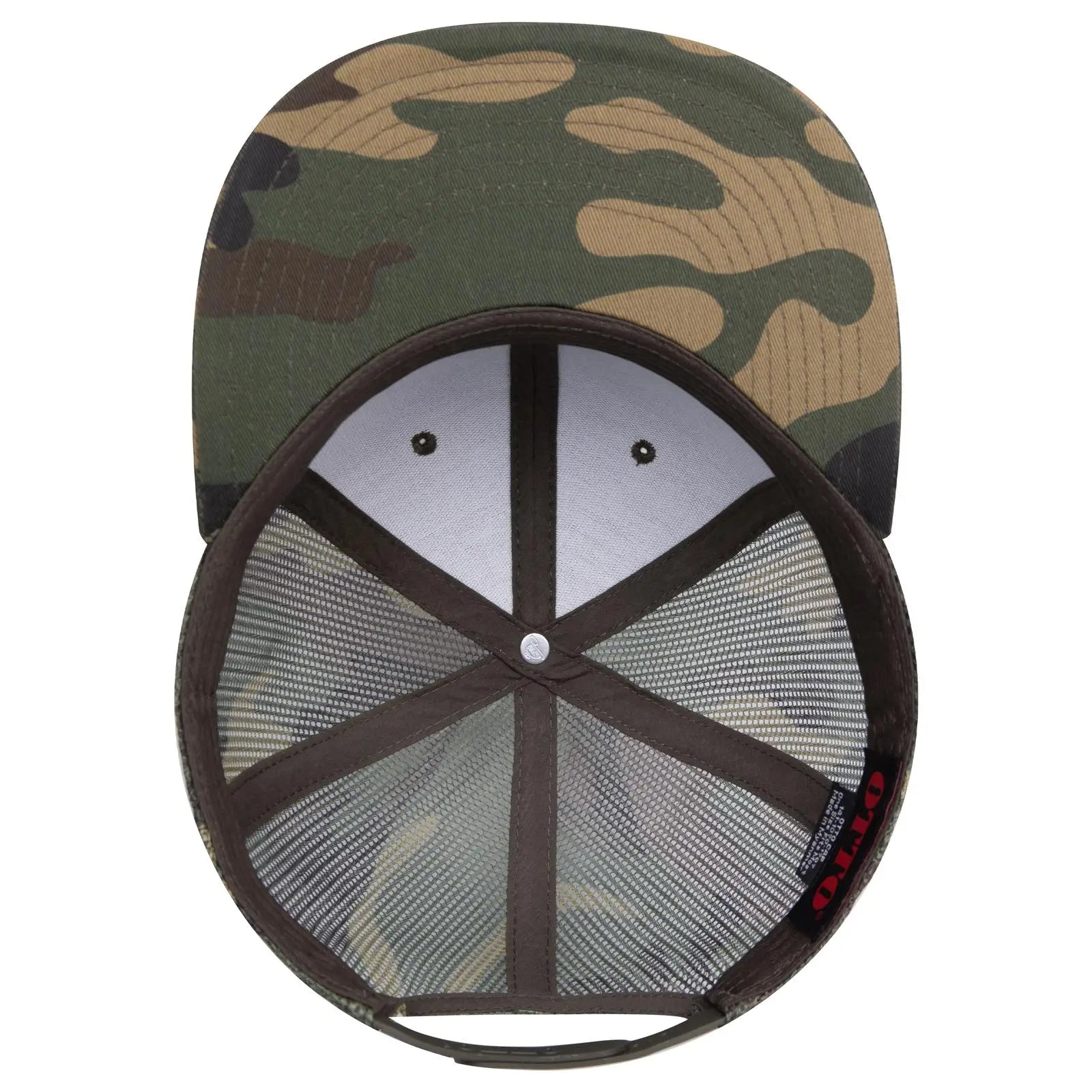 OTTO 141-1070 ’OTTO Snap’ 6 Panel Pro Style Mesh Back Trucker Snapback Cap - Dk.Grn/Brn - Dk.Grn/Brn / 6 1/2’’ - 7 5/8’’