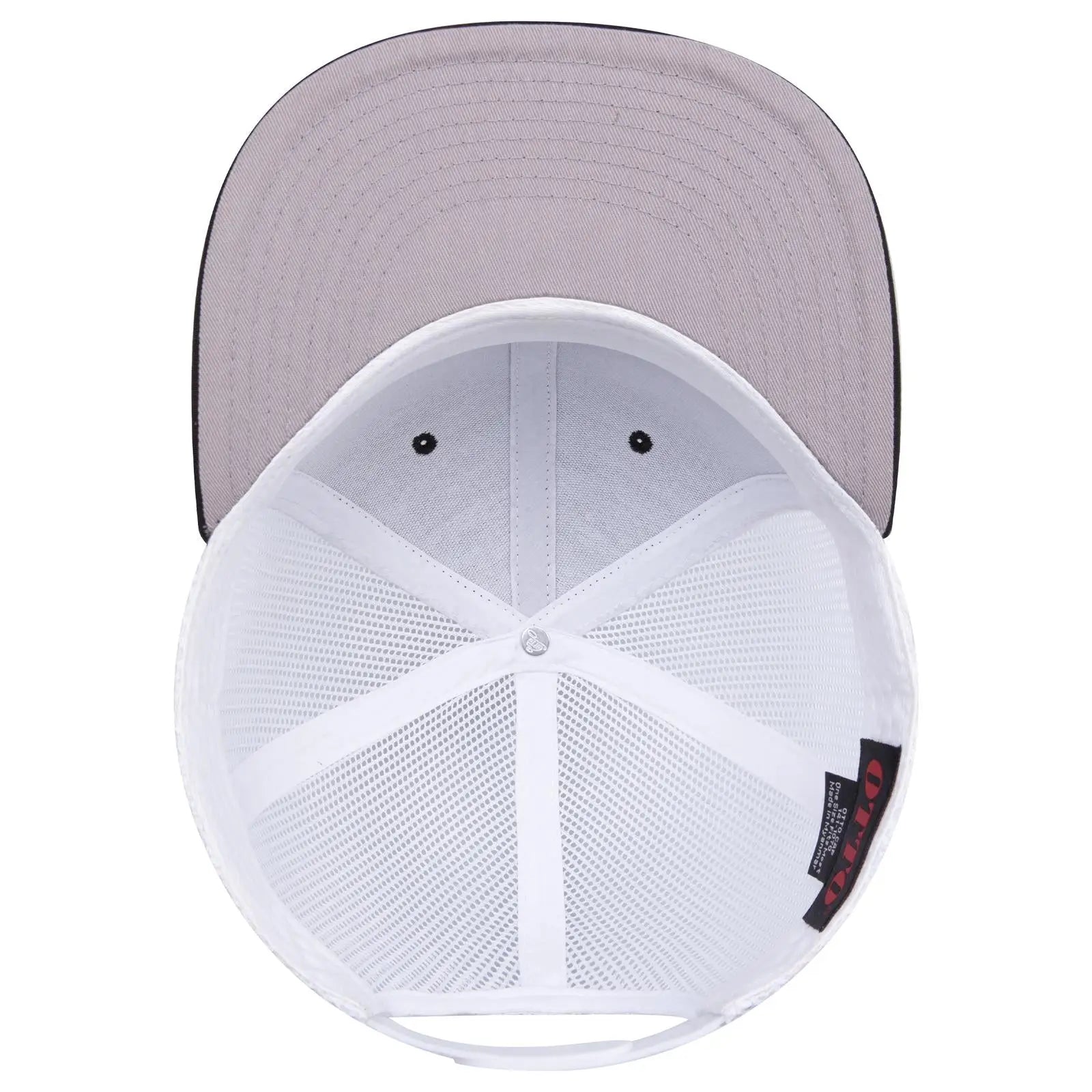 OTTO 141-1070 ’OTTO Snap’ 6 Panel Pro Style Mesh Back Trucker Snapback Cap - Blk/Blk/Wht - Blk/Blk/Wht / 6 1/2’’ - 7