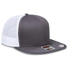 OTTO 141-1070 ’OTTO Snap’ 6 Panel Pro Style Mesh Back Trucker Snapback Cap - Ch.Gry/Ch.Gry/Wht - Ch.Gry/Ch.Gry/Wht / 6