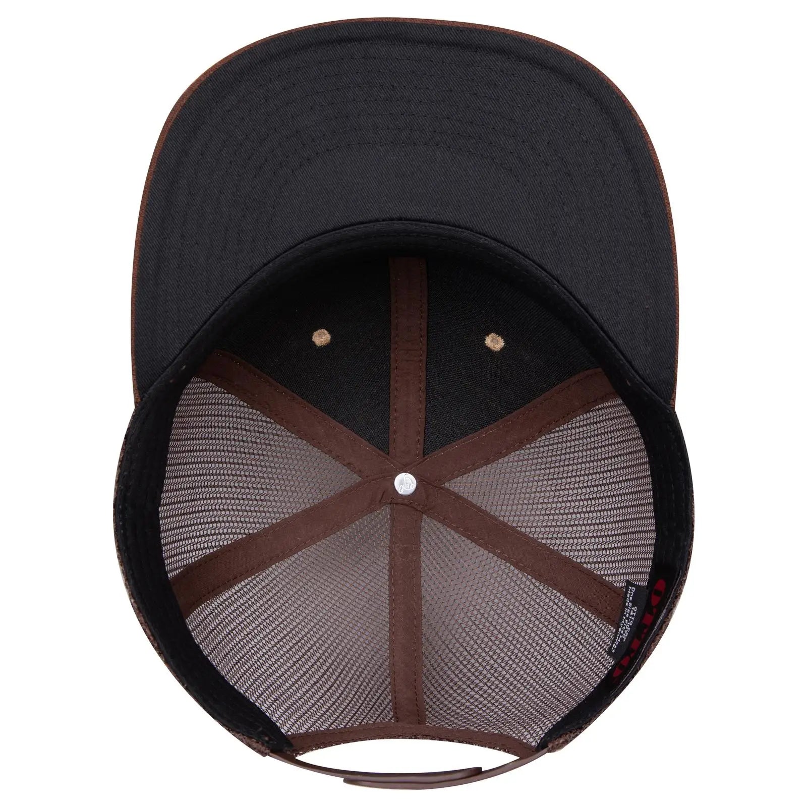 OTTO 141-1070 ’OTTO Snap’ 6 Panel Pro Style Mesh Back Trucker Snapback Cap - Brn/Crk/Brn - Brn/Crk/Brn / 6 1/2’’ - 7