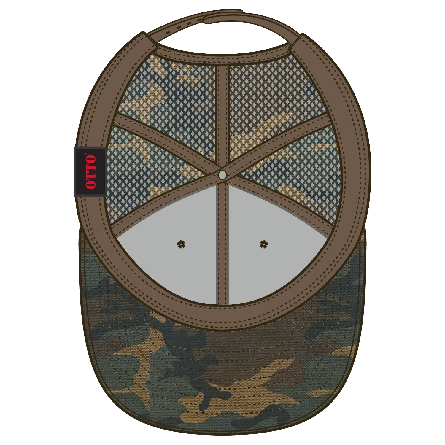 OTTO 141-1070 ’OTTO Snap’ 6 Panel Pro Style Mesh Back Trucker Snapback Cap - Dk.Grn/Brn - Dk.Grn/Brn / 6 1/2’’ - 7 5/8’’