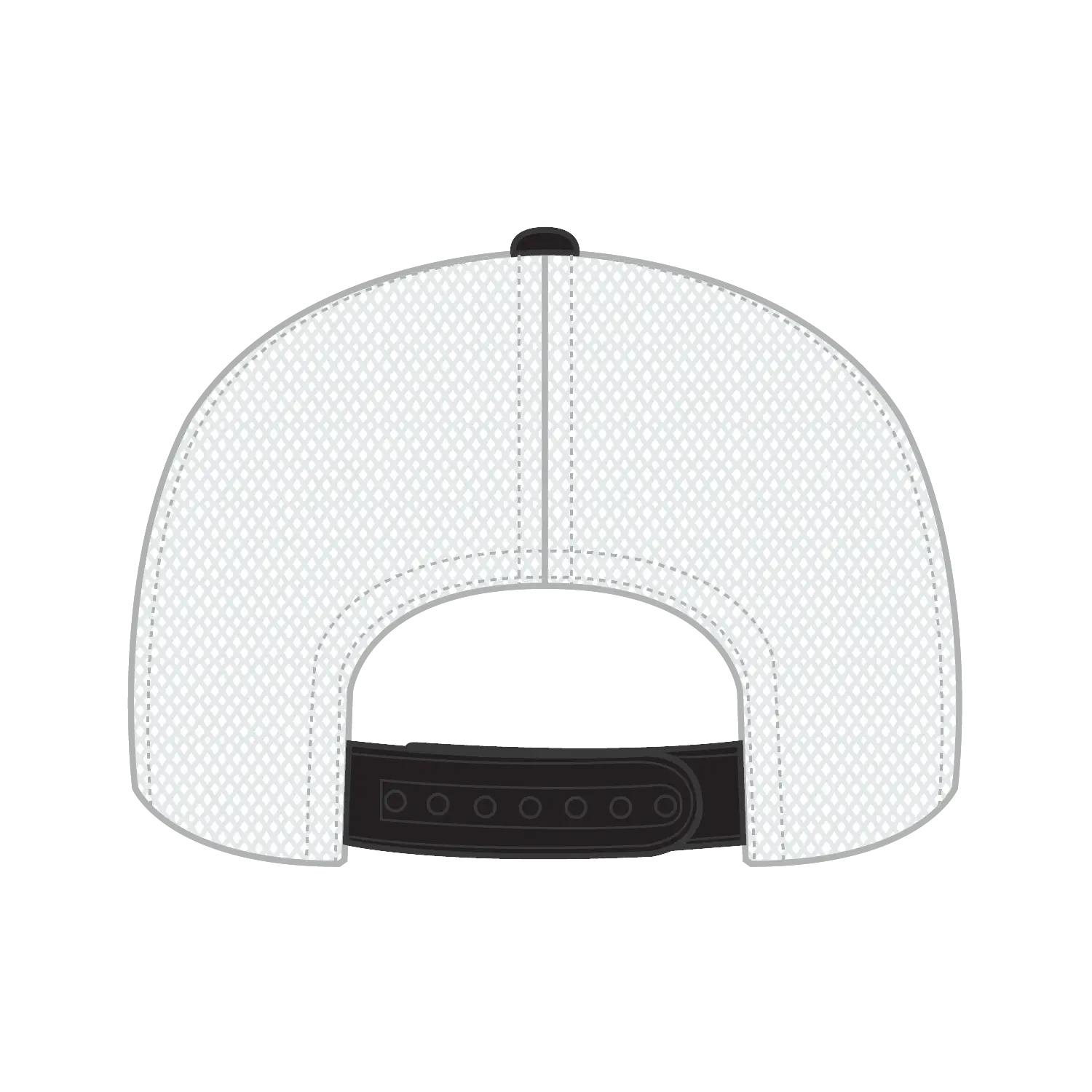 OTTO 141-1070 ’OTTO Snap’ 6 Panel Pro Style Mesh Back Trucker Snapback Cap - Blk/Blk/Wht - Blk/Blk/Wht / 6 1/2’’ - 7
