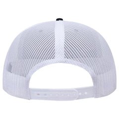 OTTO 141-1070 ’OTTO Snap’ 6 Panel Pro Style Mesh Back Trucker Snapback Cap - Blk/Blk/Wht - Blk/Blk/Wht / 6 1/2’’ - 7