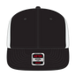 OTTO 141-1070 ’OTTO Snap’ 6 Panel Pro Style Mesh Back Trucker Snapback Cap - Blk/Blk/Wht - Blk/Blk/Wht / 6 1/2’’ - 7
