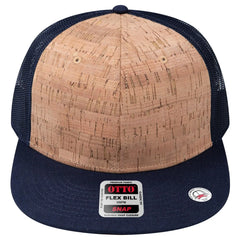 OTTO 141-1070 ’OTTO Snap’ 6 Panel Pro Style Mesh Back Trucker Snapback Cap - Nvy/Cork/Nvy - Nvy/Cork/Nvy / 6 1/2’’ - 7
